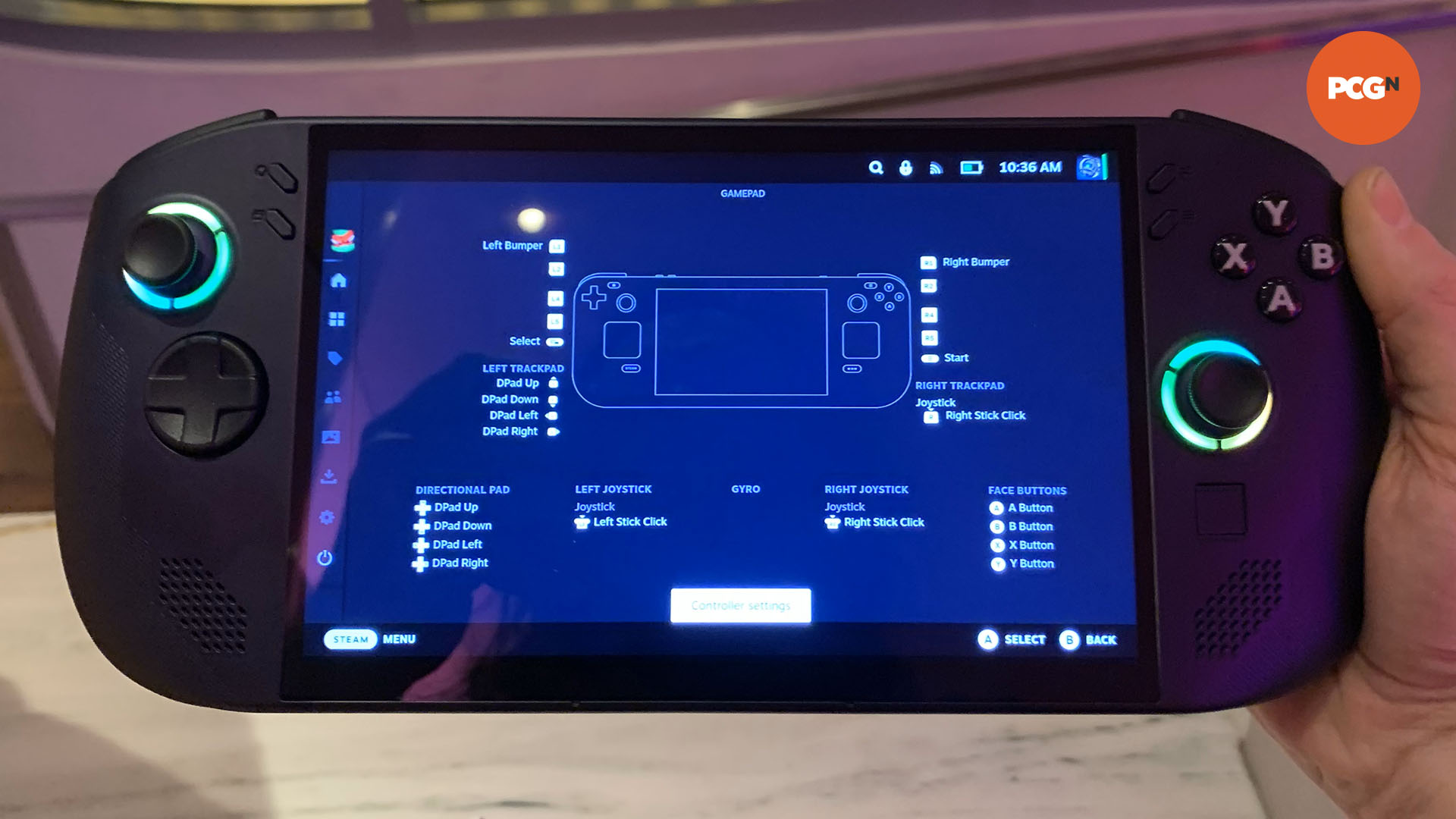 Lenovo Legion Go S hands on: SteamOS controller settings.