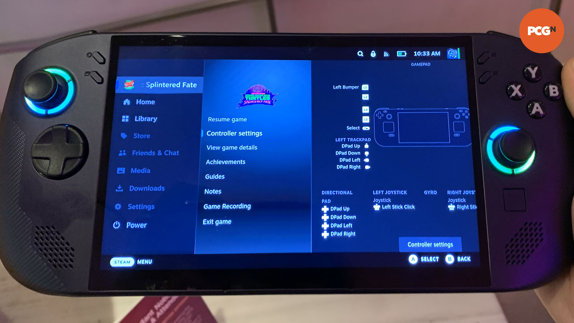 Lenovo Legion Go S hands on: Steam OS settings with game suspended.