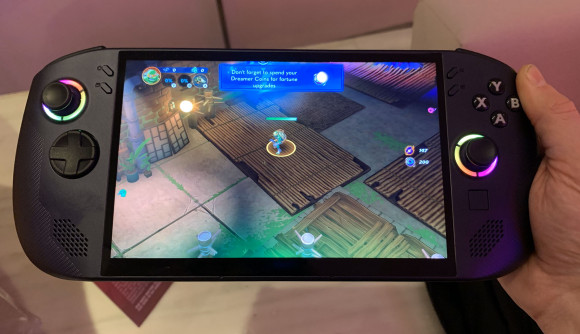 Lenovo Legion Go S hands on: handheld playing Teenage Mutant Ninja Turtles.